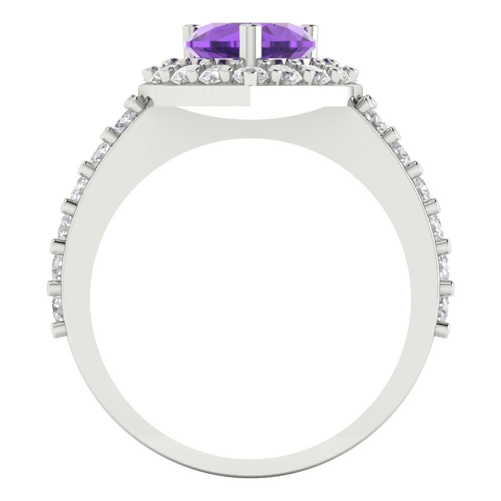 2.03 cttw Natural Amethyst Hidden Halo Engagement Ring - Solid Gold (Heart Cut,7.0mm)