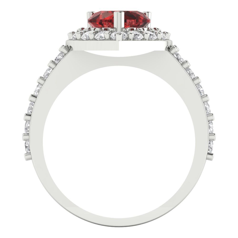 2.03 cttw Natural Garnet Hidden Halo Engagement Ring - Solid Gold (Heart Cut,7.0mm)