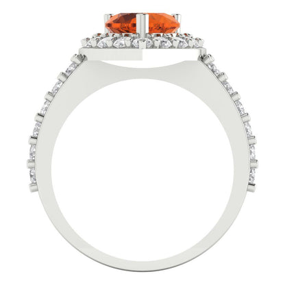 2.03 cttw Zirconia Simulated Red Diamond Hidden Halo Engagement Ring - Solid Gold (VVS1, Heart Cut,7.0mm)