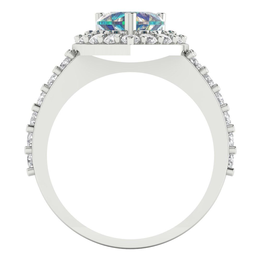 2.03 cttw Blue Moissanite Hidden Halo Engagement Ring - Solid Gold (Heart Cut,7.0mm)