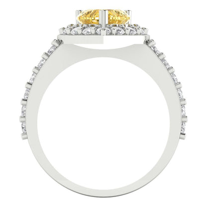 2.03 cttw Natural Citrine Hidden Halo Engagement Ring - Solid Gold (Heart Cut,7.0mm)