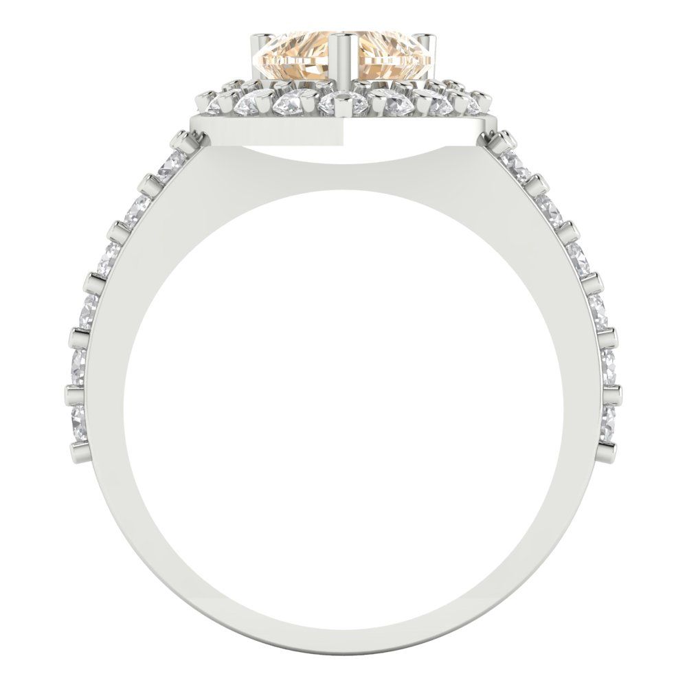 2.03 cttw Natural Morganite Hidden Halo Engagement Ring - Solid Gold (Heart Cut,7.0mm)