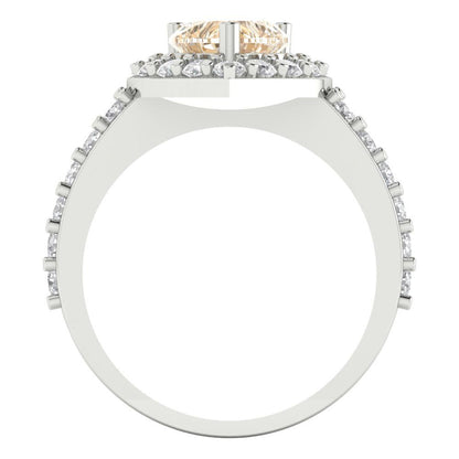 2.03 cttw Natural Morganite Hidden Halo Engagement Ring - Solid Gold (Heart Cut,7.0mm)