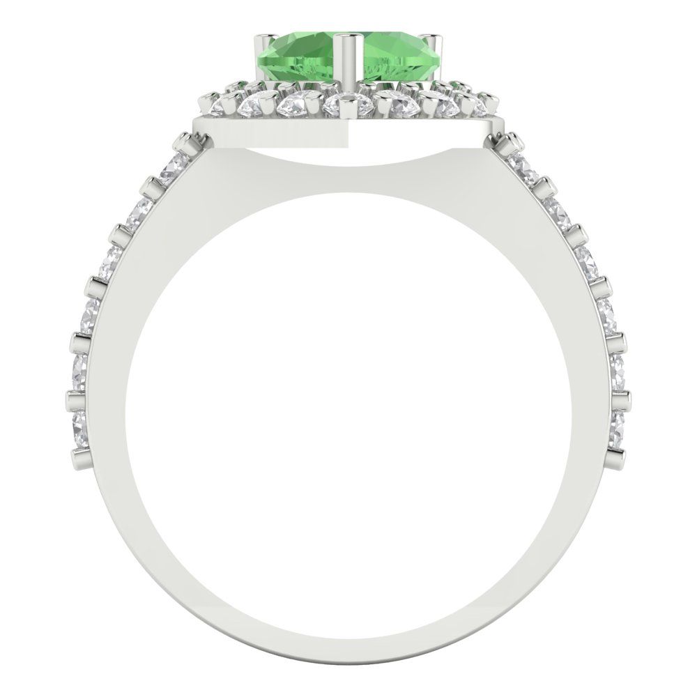 2.03 cttw Zirconia Simulated Green Diamond Hidden Halo Engagement Ring - Solid Gold (VVS1, Heart Cut,7.0mm)
