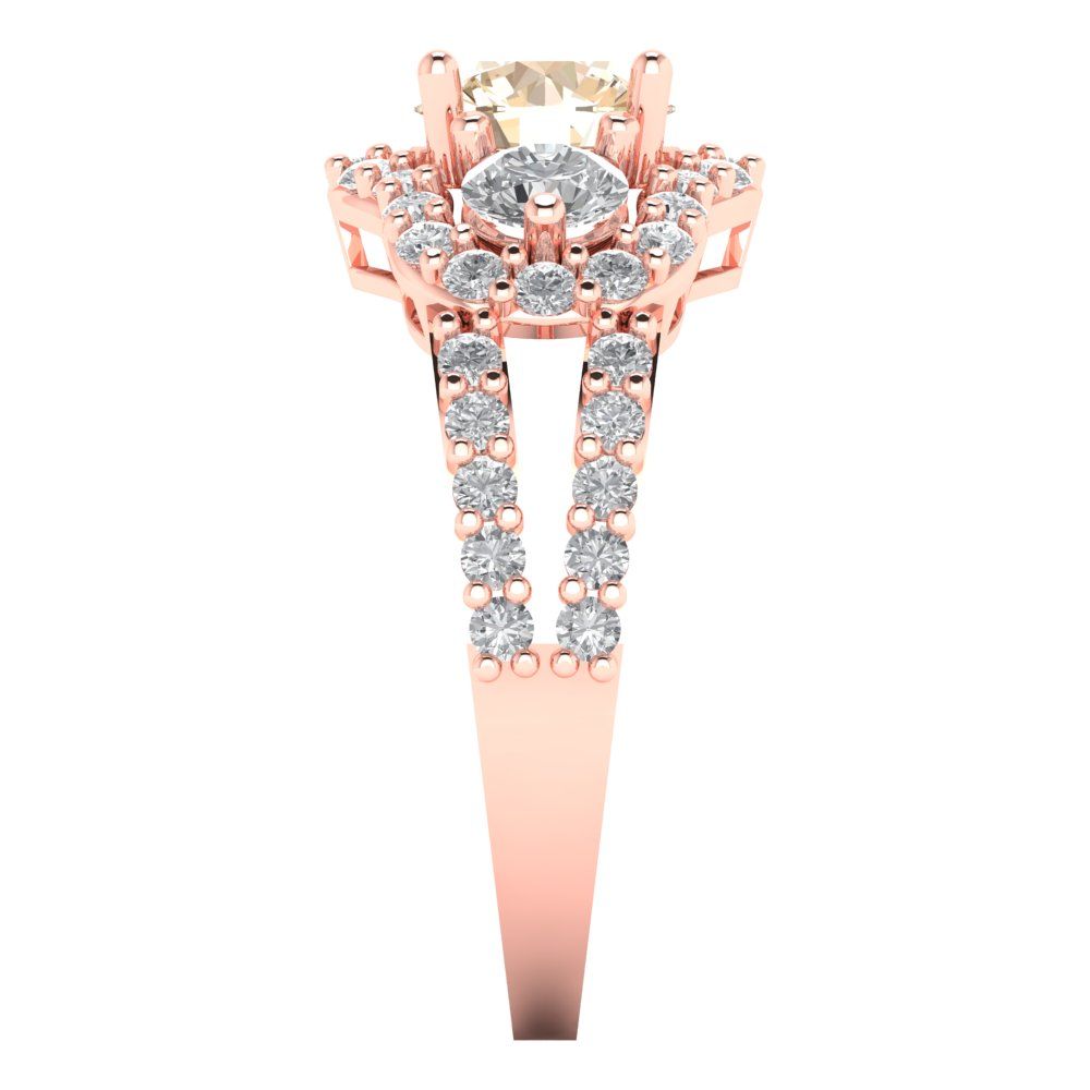2.16 cttw Natural Morganite Three-Stone Engagement Ring - Solid Gold (Round Cut,6.5mm)