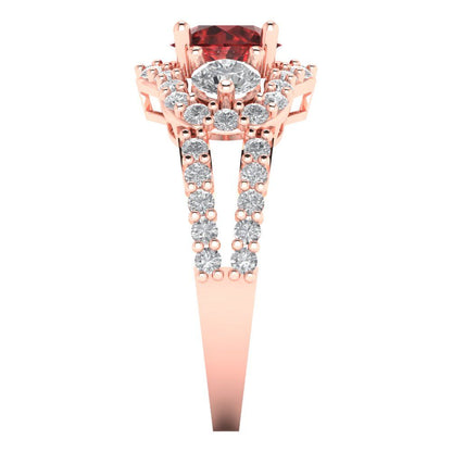 2.16 cttw Natural Garnet Three-Stone Engagement Ring - Solid Rose Gold (VVS1, Round Cut,6.5mm)