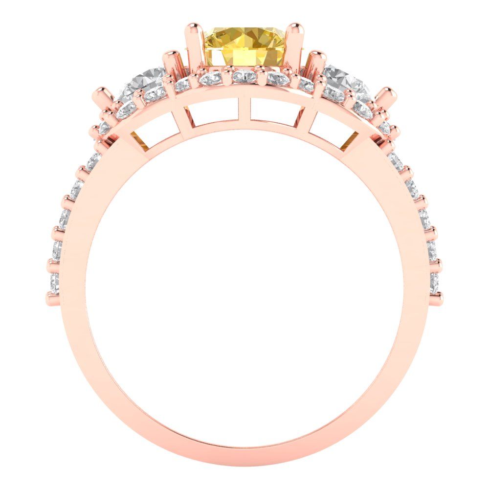 2.16 cttw Natural Citrine Three-Stone Engagement Ring - Solid Rose Gold (VVS1, Round Cut,6.5mm)