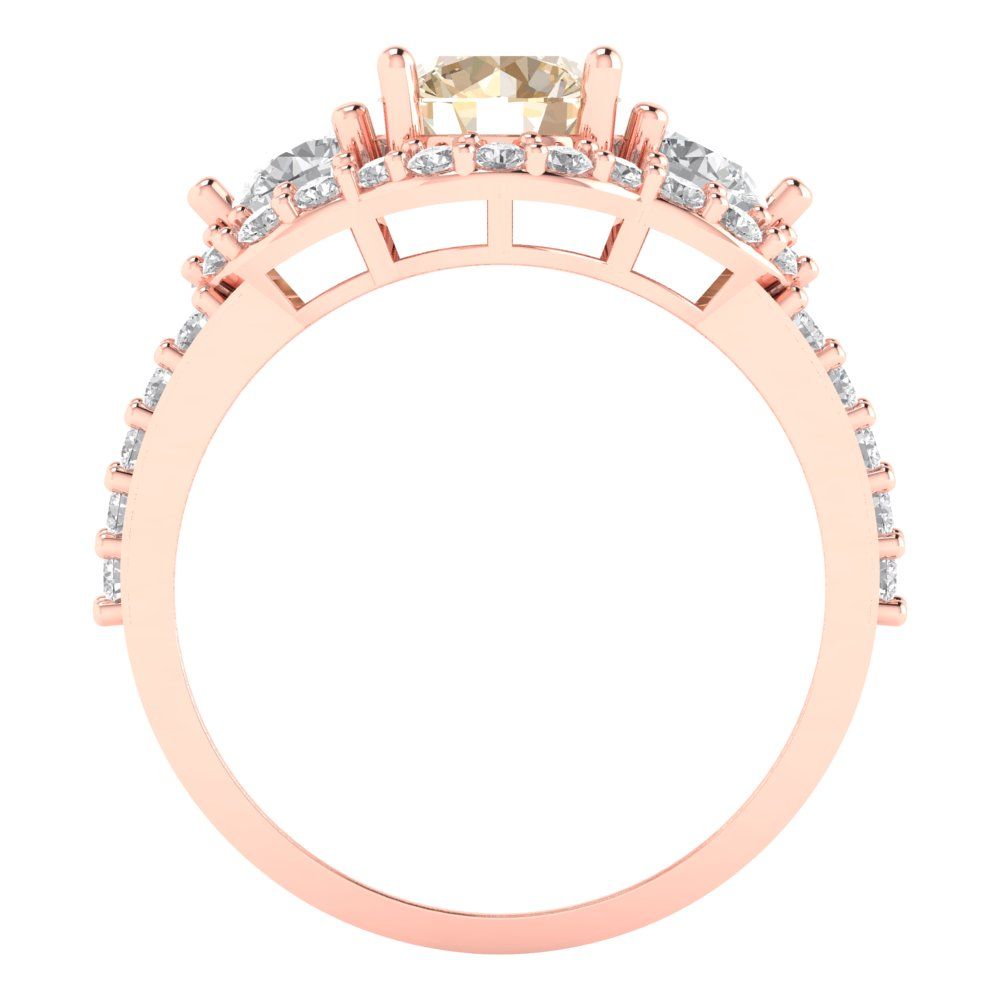 2.16 cttw Natural Morganite Three-Stone Engagement Ring - Solid Gold (Round Cut,6.5mm)