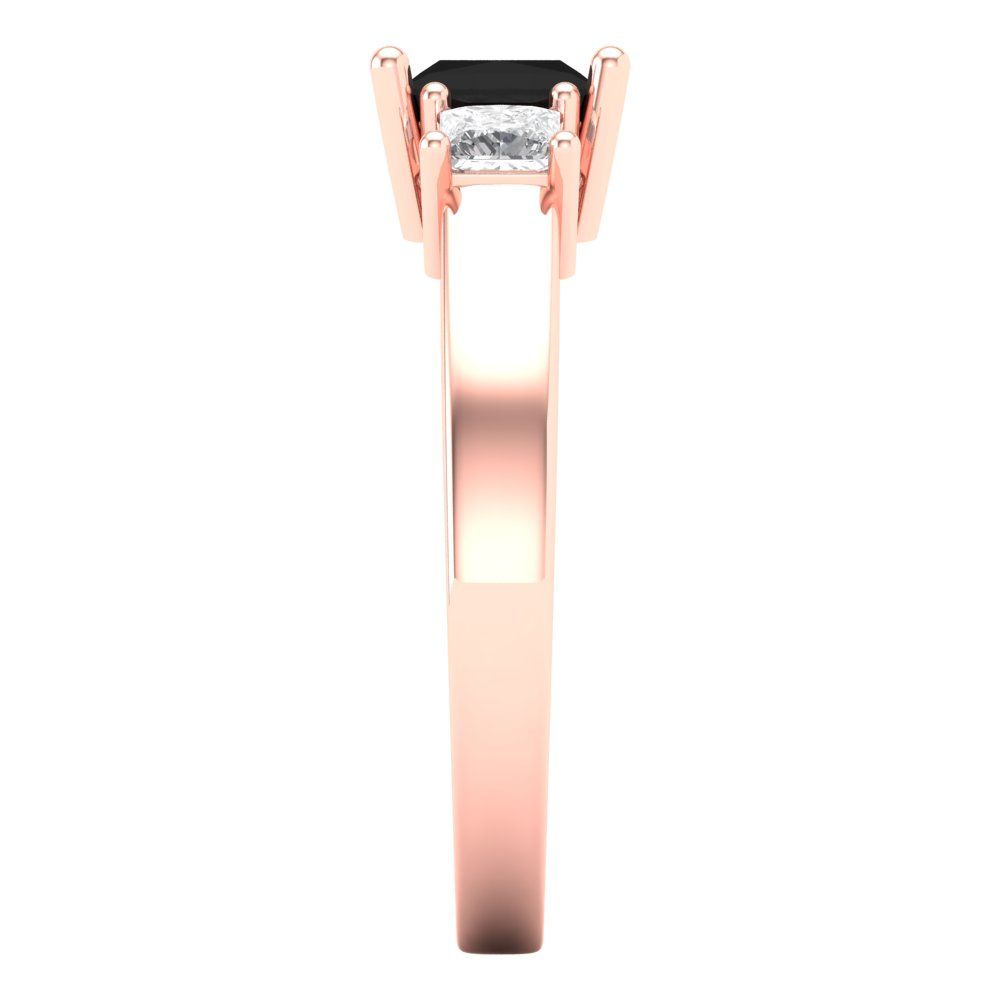 1.11 cttw Natural Onyx Three-Stone Engagement Ring - Solid Gold (Princess Cut,5.0mm)