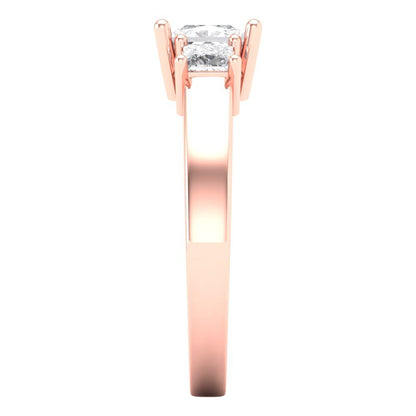 1.11 cttw Moissanite Three-Stone Engagement Ring - Solid Rose Gold (VVS1, Princess Cut,5.0mm)
