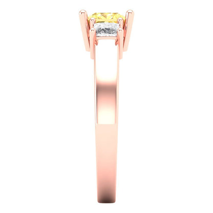 1.11 cttw Natural Citrine Three-Stone Engagement Ring - Solid Rose Gold (VVS1, Princess Cut,5.0mm)