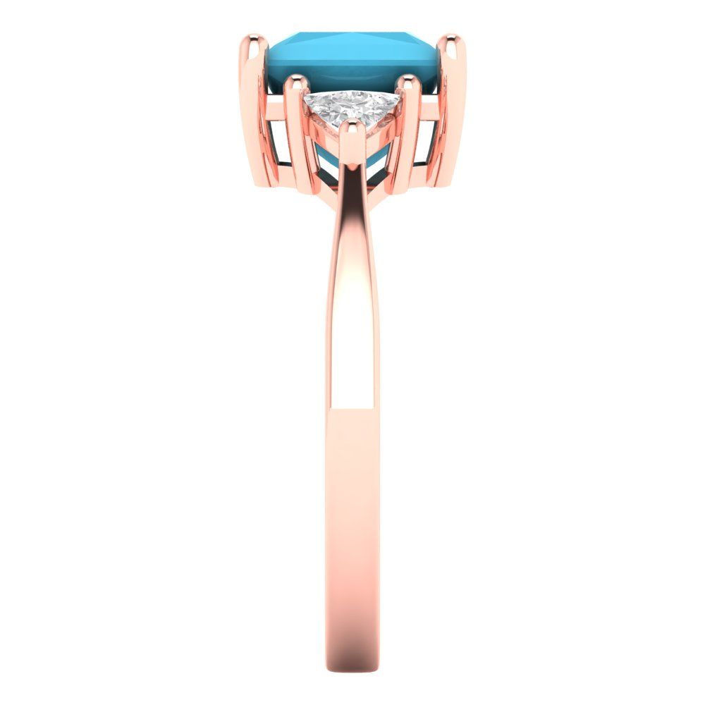 2.32 cttw Simulated Turquoise Three-Stone Engagement Ring - Solid Gold (Princess Cut,7.0mm)