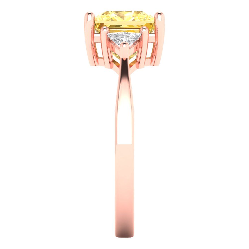 2.32 cttw Natural Citrine Three-Stone Engagement Ring - Solid Rose Gold (VVS1, Princess Cut,7.0mm)