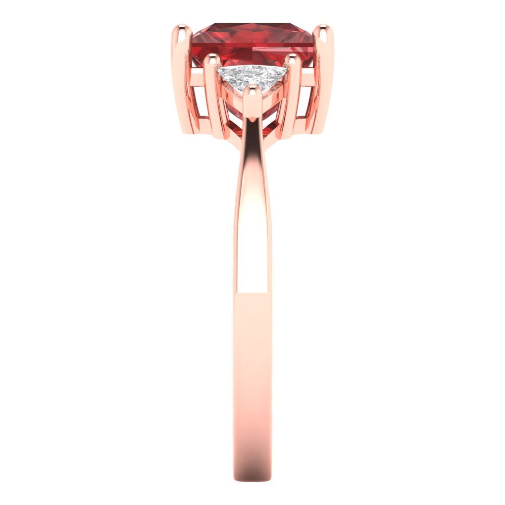 2.32 cttw Natural Garnet Three-Stone Engagement Ring - Solid Gold (Princess Cut,7.0mm)