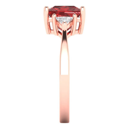 2.32 cttw Natural Garnet Three-Stone Engagement Ring - Solid Gold (Princess Cut,7.0mm)