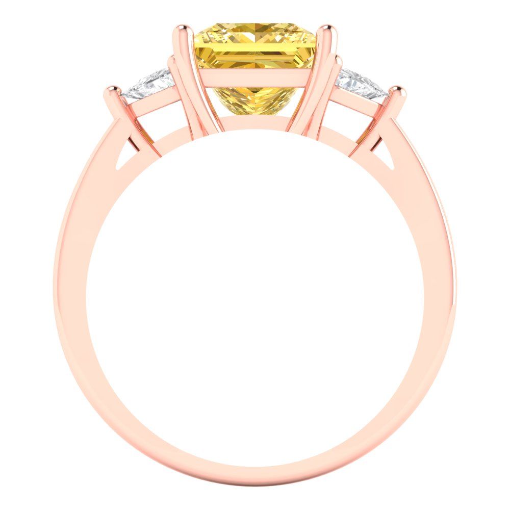 2.32 cttw Natural Citrine Three-Stone Engagement Ring - Solid Rose Gold (VVS1, Princess Cut,7.0mm)