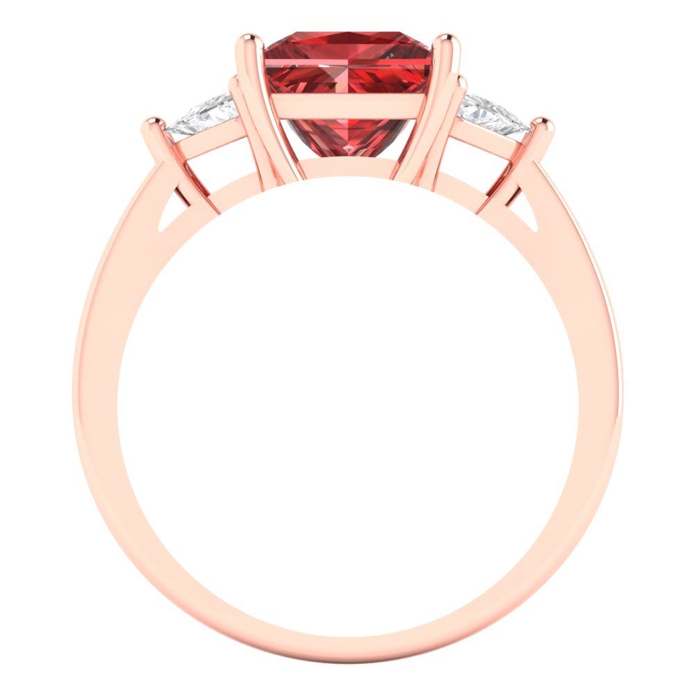 2.32 cttw Natural Garnet Three-Stone Engagement Ring - Solid Gold (Princess Cut,7.0mm)