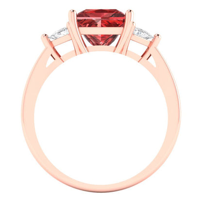 2.32 cttw Natural Garnet Three-Stone Engagement Ring - Solid Gold (Princess Cut,7.0mm)