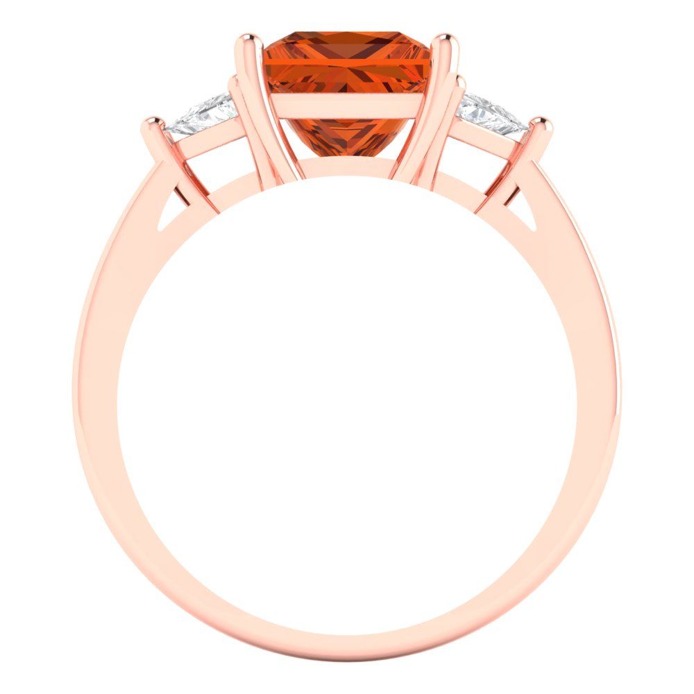 2.32 cttw Simulated Pink Tourmaline Three-Stone Engagement Ring - Solid Rose Gold (VVS1, Princess Cut,7.0mm)