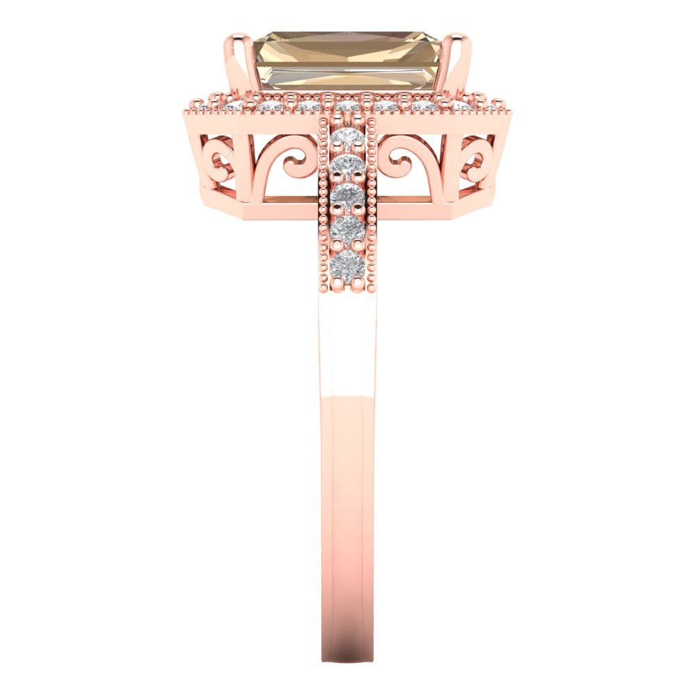 2.78 cttw Yellow Moissanite Hidden Halo Engagement Ring - Solid Gold (Emerald Cut,8.5x6.5mm)