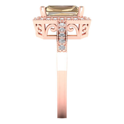 2.78 cttw Yellow Moissanite Hidden Halo Engagement Ring - Solid Gold (Emerald Cut,8.5x6.5mm)