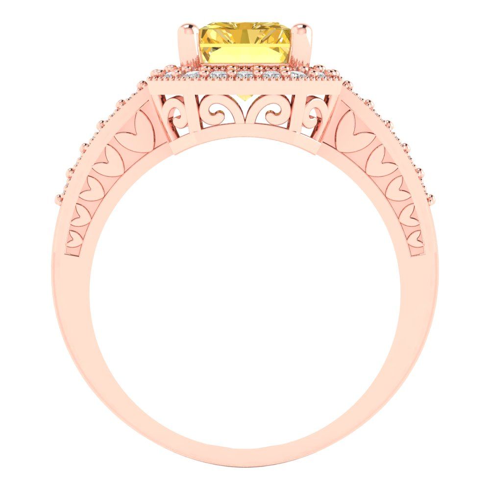 2.78 cttw Natural Citrine Hidden Halo Engagement Ring - Solid Gold (Emerald Cut,8.5x6.5mm)