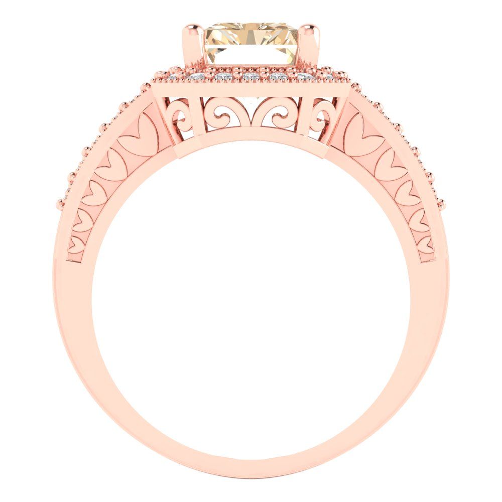 2.78 cttw Natural Morganite Hidden Halo Engagement Ring - Solid Gold (Emerald Cut,8.5x6.5mm)