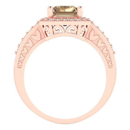 2.78 cttw Yellow Moissanite Hidden Halo Engagement Ring - Solid Gold (Emerald Cut,8.5x6.5mm)