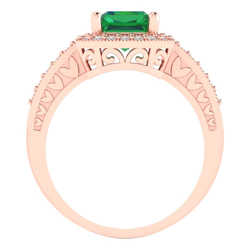 2.78 cttw Simulated Emerald Hidden Halo Engagement Ring - Solid Gold (Emerald Cut,8.5x6.5mm)
