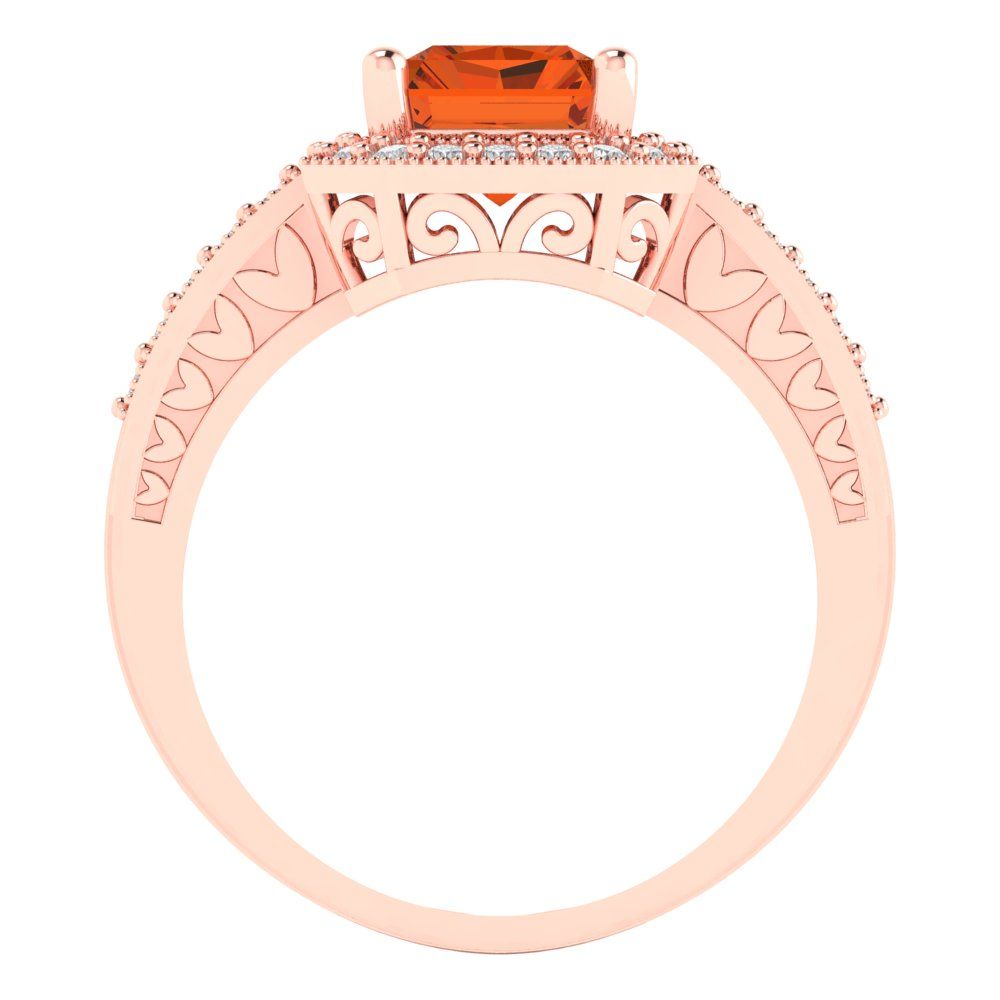 2.78 cttw Simulated Ruby Hidden Halo Engagement Ring - Solid Rose Gold (VVS1, Emerald Cut,8.5x6.5mm)