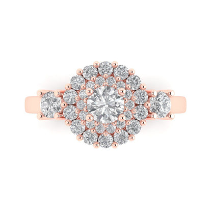 1.4 cttw White Sapphire Hidden Halo Engagement Ring - Solid Gold (Round Cut,5.0mm)