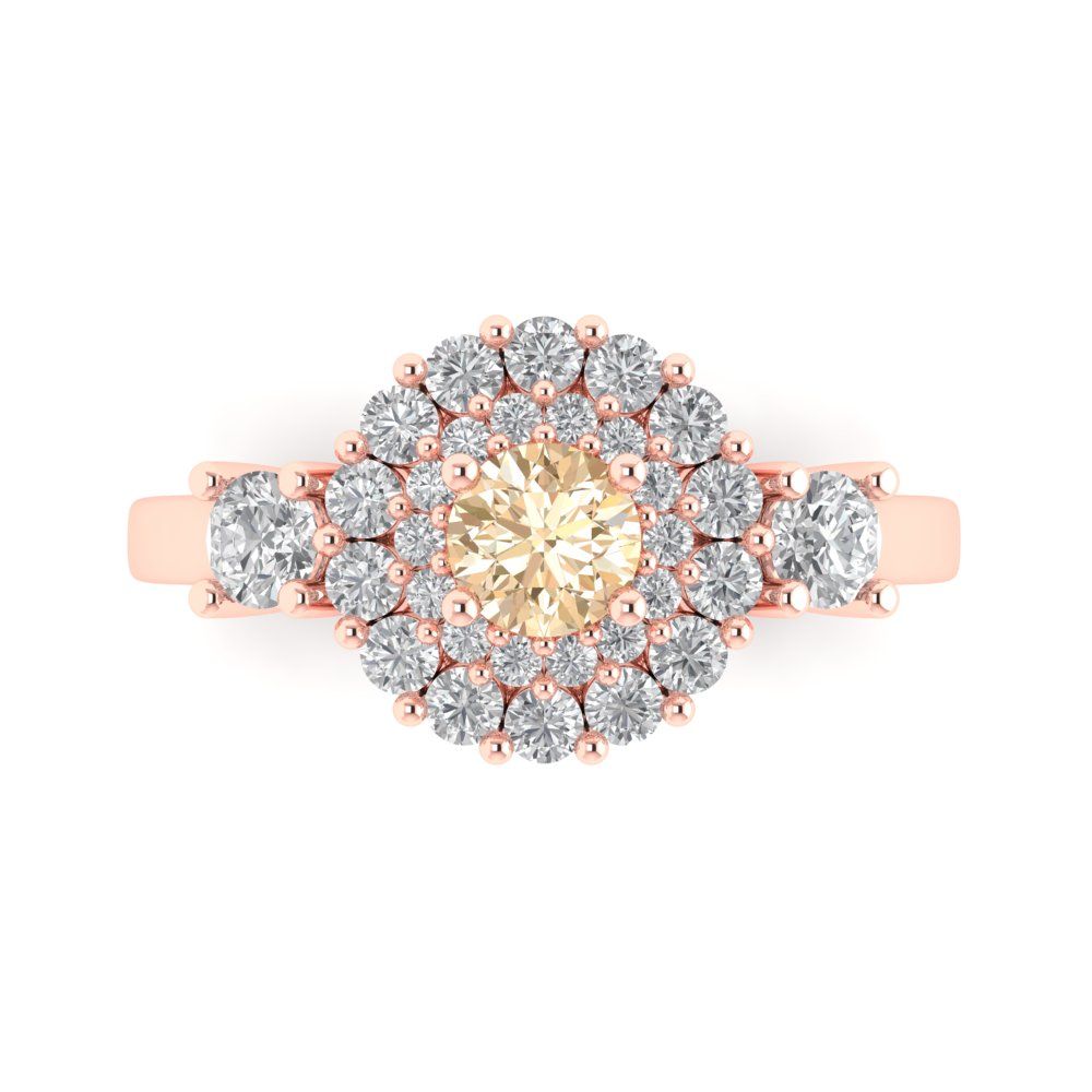 1.4 cttw Natural Morganite Hidden Halo Engagement Ring - Solid Gold (Round Cut,5.0mm)