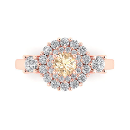 1.4 cttw Natural Morganite Hidden Halo Engagement Ring - Solid Gold (Round Cut,5.0mm)