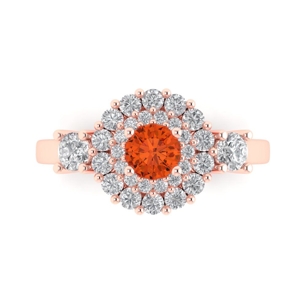 1.4 cttw Zirconia Simulated Red Diamond Hidden Halo Engagement Ring - Solid Gold (VVS1, Round Cut,5.0mm)