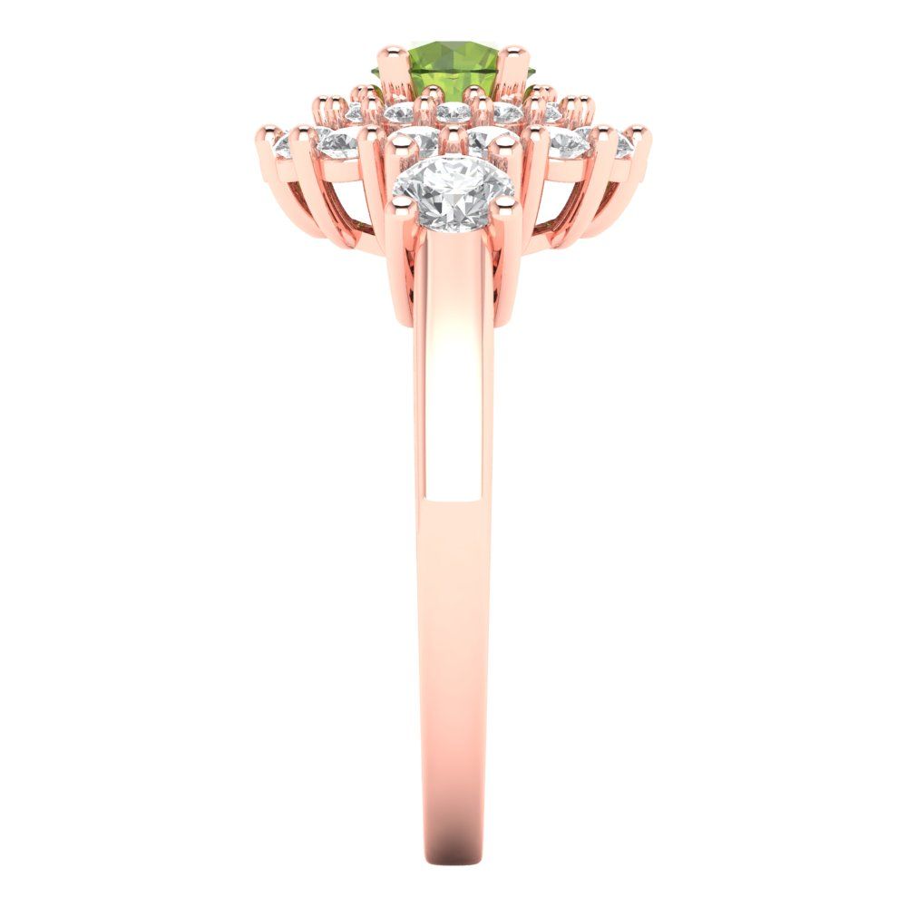 1.4 cttw Natural Peridot Hidden Halo Engagement Ring - Solid Rose Gold (VVS1, Round Cut,5.0mm)