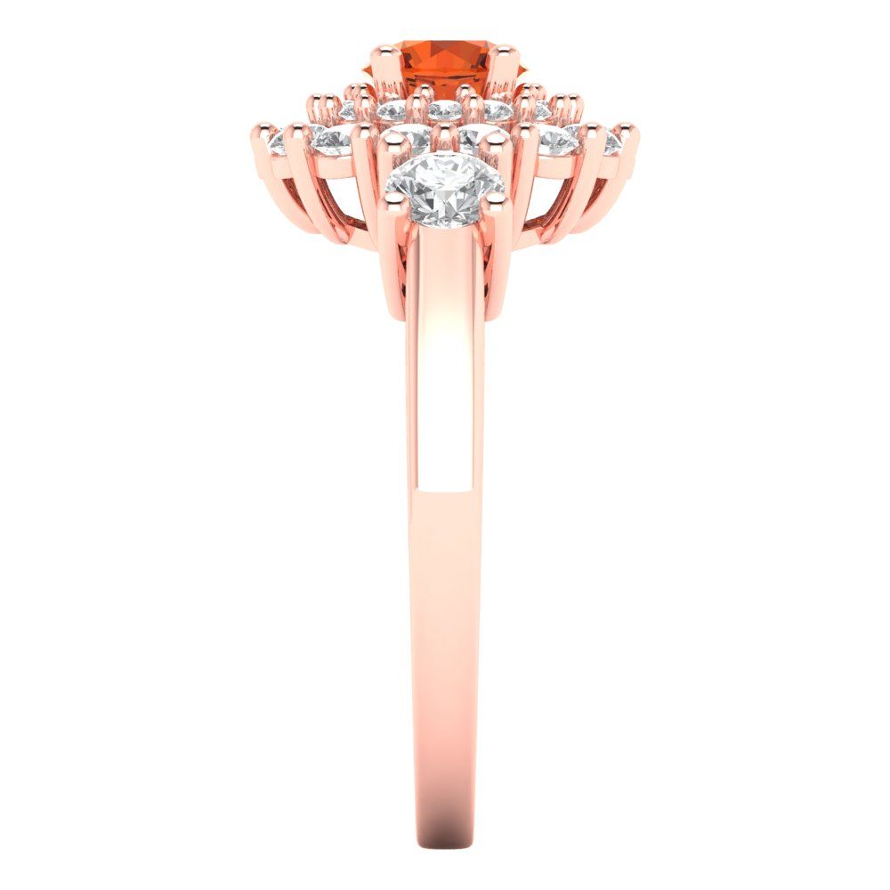 1.4 cttw Zirconia Simulated Red Diamond Hidden Halo Engagement Ring - Solid Gold (VVS1, Round Cut,5.0mm)