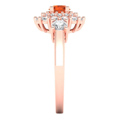 1.4 cttw Zirconia Simulated Red Diamond Hidden Halo Engagement Ring - Solid Gold (VVS1, Round Cut,5.0mm)