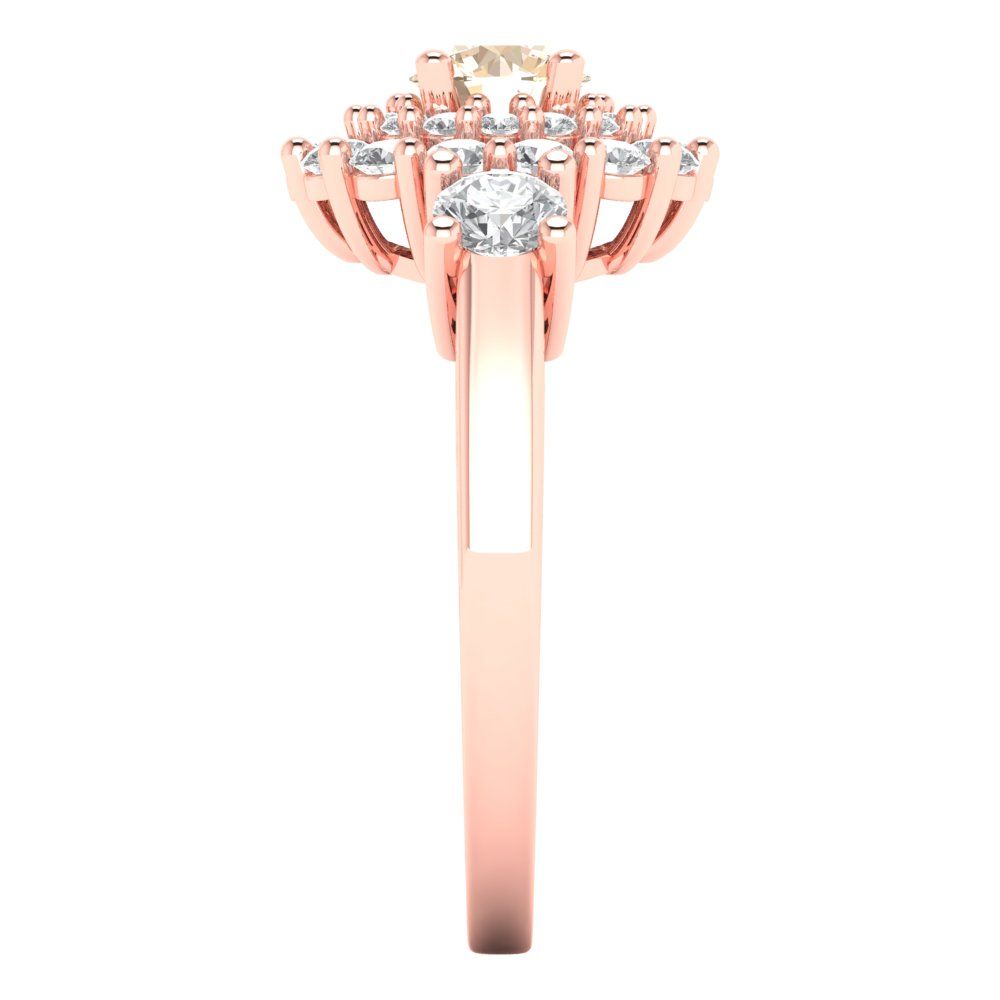 1.4 cttw Natural Morganite Hidden Halo Engagement Ring - Solid Gold (Round Cut,5.0mm)