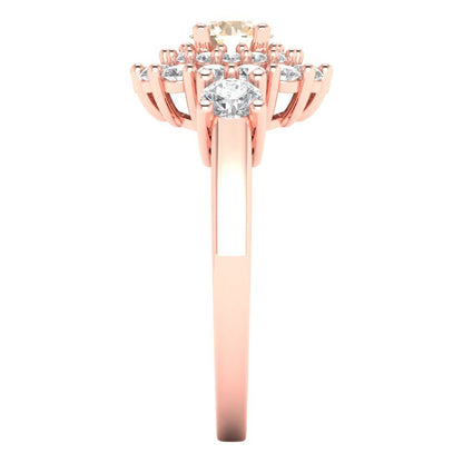 1.4 cttw Natural Morganite Hidden Halo Engagement Ring - Solid Gold (Round Cut,5.0mm)