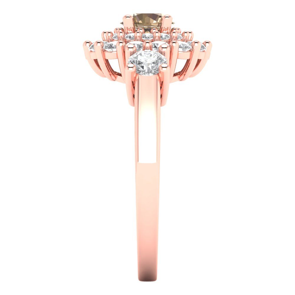 1.4 cttw Yellow Moissanite Hidden Halo Engagement Ring - Solid Rose Gold (VVS1, Round Cut,5.0mm)