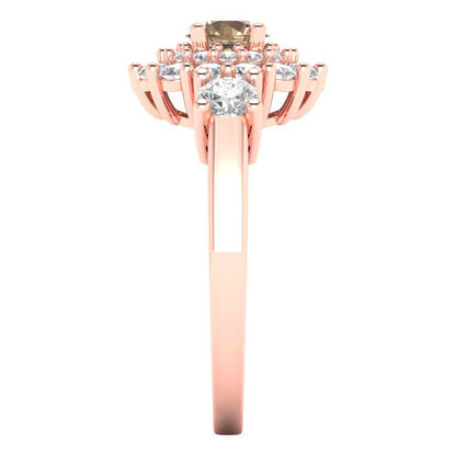 1.4 cttw Yellow Moissanite Hidden Halo Engagement Ring - Solid Rose Gold (VVS1, Round Cut,5.0mm)