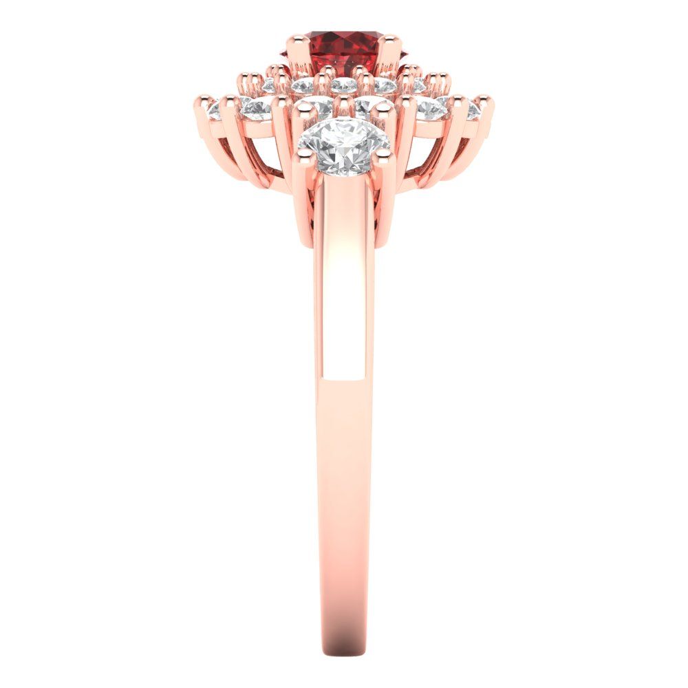 1.4 cttw Natural Garnet Hidden Halo Engagement Ring - Solid Gold (Round Cut,5.0mm)