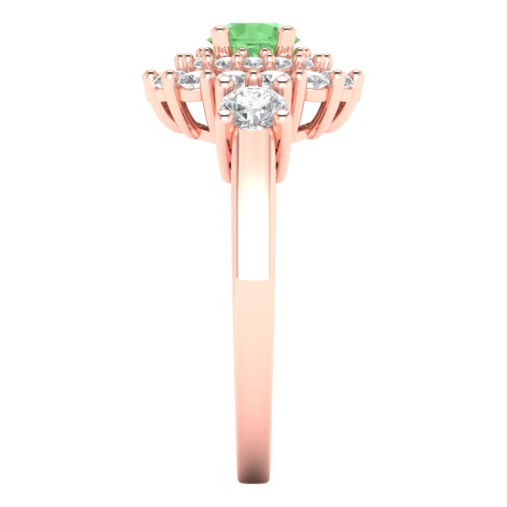 1.4 cttw Zirconia Simulated Green Diamond Hidden Halo Engagement Ring - Solid Rose Gold (VVS1, Round Cut,5.0mm)