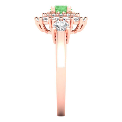 1.4 cttw Zirconia Simulated Green Diamond Hidden Halo Engagement Ring - Solid Rose Gold (VVS1, Round Cut,5.0mm)