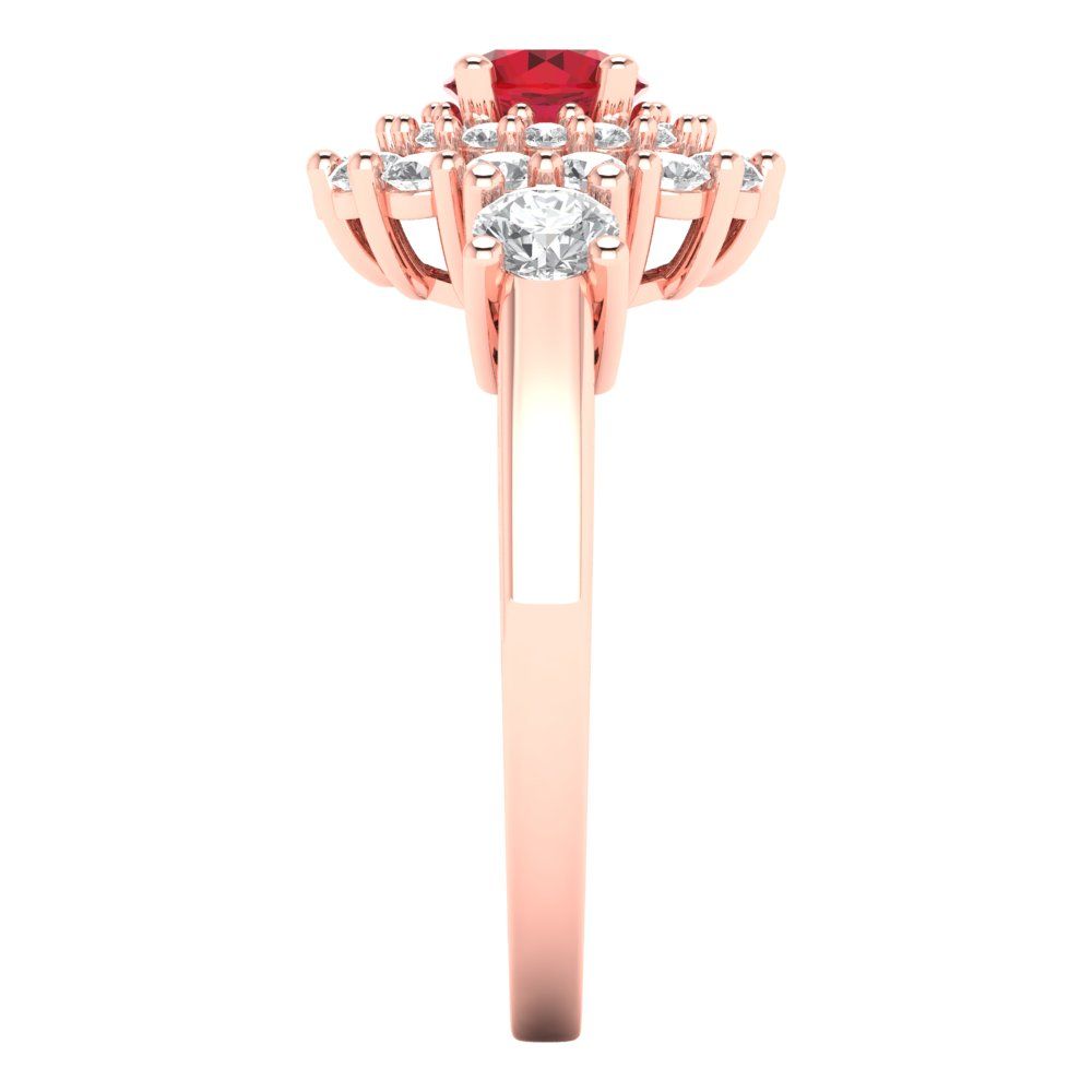 1.4 cttw Simulated Pink Tourmaline Hidden Halo Engagement Ring - Solid Rose Gold (VVS1, Round Cut,5.0mm)