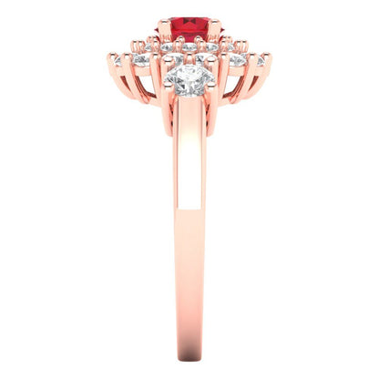 1.4 cttw Simulated Pink Tourmaline Hidden Halo Engagement Ring - Solid Rose Gold (VVS1, Round Cut,5.0mm)