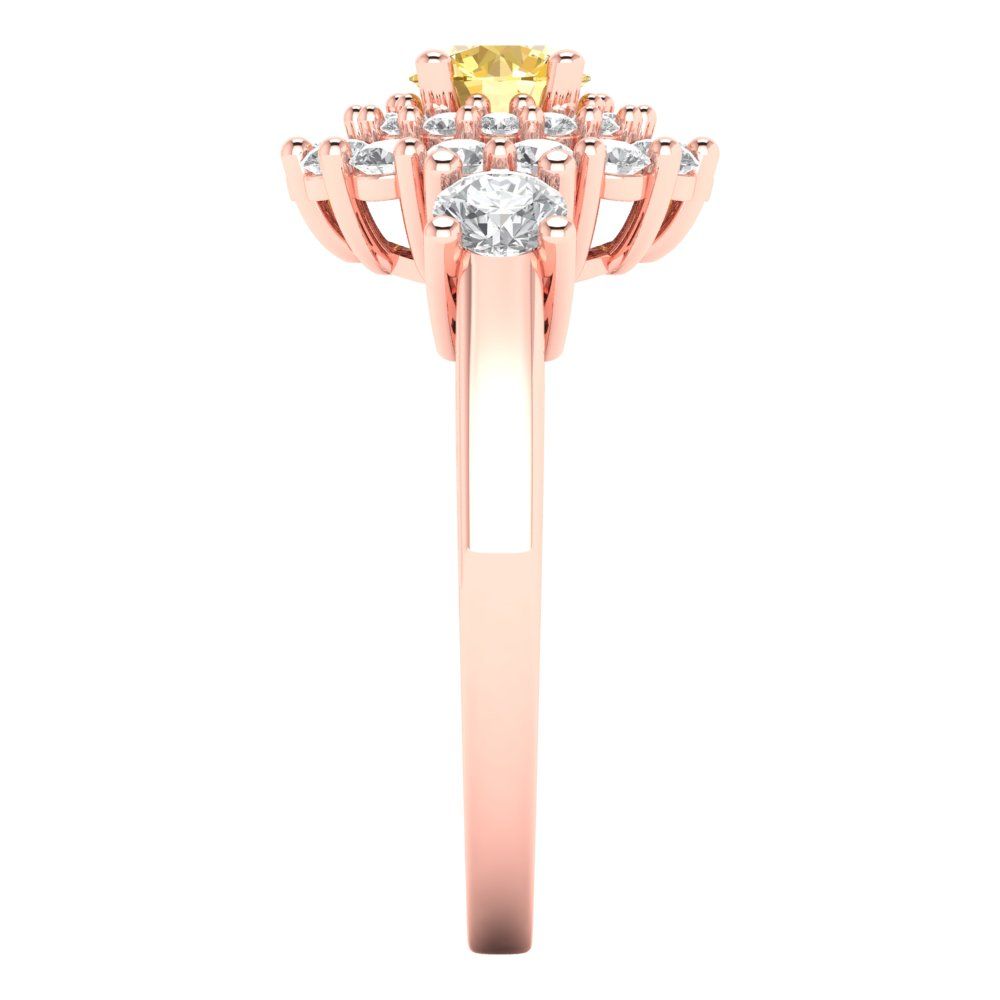 1.4 cttw Natural Citrine Hidden Halo Engagement Ring - Solid Rose Gold (VVS1, Round Cut,5.0mm)