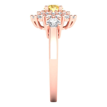1.4 cttw Natural Citrine Hidden Halo Engagement Ring - Solid Rose Gold (VVS1, Round Cut,5.0mm)