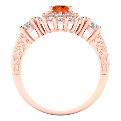 1.4 cttw Simulated Pink Tourmaline Hidden Halo Engagement Ring - Solid Rose Gold (VVS1, Round Cut,5.0mm)