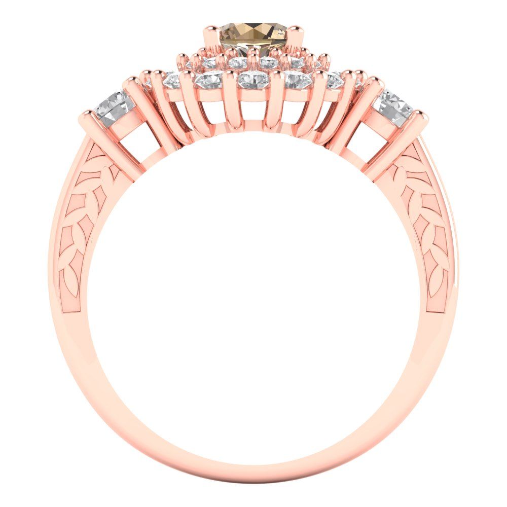 1.4 cttw Yellow Moissanite Hidden Halo Engagement Ring - Solid Rose Gold (VVS1, Round Cut,5.0mm)